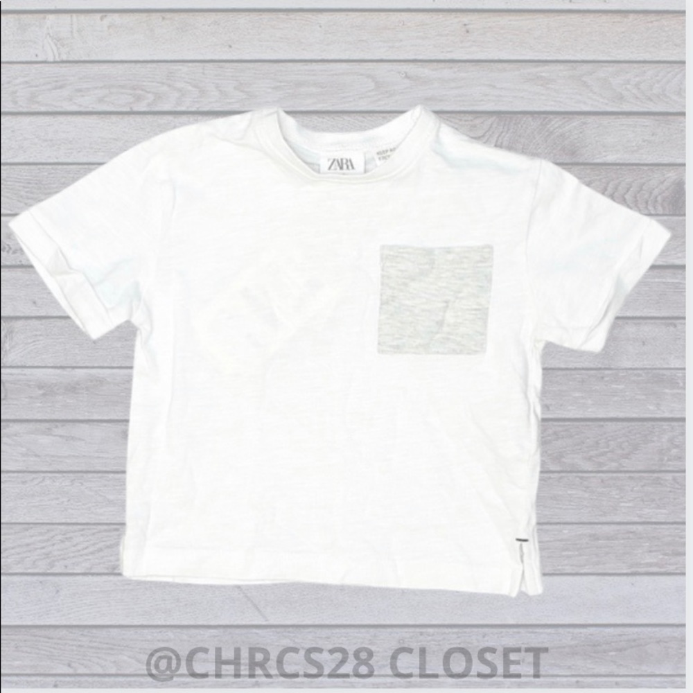 Zara white with gray pocket short sleeve tee NWT